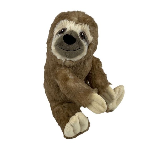 Progressive Plush Sealy Three Toed Sloth 11" Stuffed Animal Brown Tan Cream - Picture 1 of 8